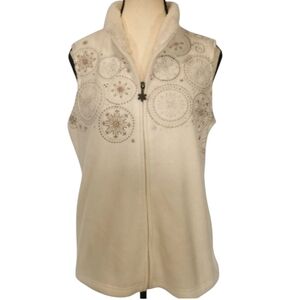 Croft & Barrow Snowflake Plush Fleece & Faux Fur Vest Ivory - Sz S
